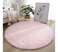 KAYBTNT Round Rug, Fluffy Shaggy Aesthetic Circle Rug, Plush Washable Non-Slip Soft Area Circular Fuzzy Rugs, Cute Carpet for Kids Baby Nursery Girls Living Room Bedroom Home,Pink,100cm/40inch