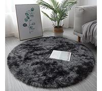 KAYBTNT Round Rug, Fluffy Shaggy Aesthetic Circle Rug, Plush Washable Non-Slip Soft Area Circular Fuzzy Rugs, Cute Carpet for Kids Baby Nursery Girls Living Room Bedroom Home,Black,100cm/40inch
