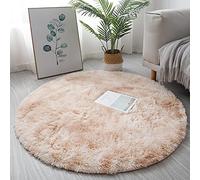 KAYBTNT Round Rug, Fluffy Shaggy Aesthetic Circle Rug, Plush Washable Non-Slip Soft Area Circular Fuzzy Rugs, Cute Carpet for Kids Baby Nursery Girls Living Room Bedroom Home,Brown,140cm/55inch