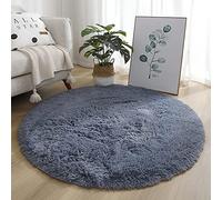 KAYBTNT Round Rug, Fluffy Shaggy Aesthetic Circle Rug, Plush Washable Non-Slip Soft Area Circular Fuzzy Rugs, Cute Carpet for Kids Baby Nursery Girls Living Room Bedroom Home,Silver Gray,120cm/47inch