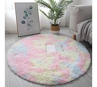 KAYBTNT Round Rug, Fluffy Shaggy Aesthetic Circle Rug, Plush Washable Non-Slip Soft Area Circular Fuzzy Rugs, Cute Carpet for Kids Baby Nursery Girls Living Room Bedroom Home,Rainbow,100cm/40inch