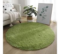 KAYBTNT Round Rug, Fluffy Shaggy Aesthetic Circle Rug, Plush Washable Non-Slip Soft Area Circular Fuzzy Rugs, Cute Carpet for Kids Baby Nursery Girls Living Room Bedroom Home,Green,140cm/55inch
