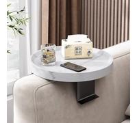 KAYBTNT Sofa Arm Tray Table, Ø 30cm Wood Armchair Tray, Round Couch Arm Table Tray, for Mobile Remote Control Cup Holder Armrest Tray,White