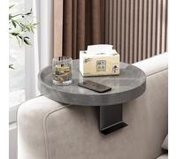 KAYBTNT Sofa Arm Tray Table, Ø 30cm Wood Armchair Tray, Round Couch Arm Table Tray, for Mobile Remote Control Cup Holder Armrest Tray,Gray