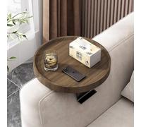 KAYBTNT Sofa Arm Tray Table, Ø 30cm Wood Armchair Tray, Round Couch Arm Table Tray, for Mobile Remote Control Cup Holder Armrest Tray,Brown
