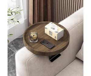 KAYBTNT Sofa Arm Tray Table, Ø 30cm Wood Armchair Tray, Round Couch Arm Table Tray, for Mobile Remote Control Cup Holder Armrest Tray,Brown