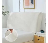 KAYBTNT Velvet Bed Headboard Cover, Double Headboard Covers, Soft Dustproof All-inclusive Elastic Headboard Slipcover for Single, Small Double, King Size, Super King (White, 120-140cm)