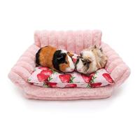 KAYCOWZA Guinea Pig Bed, Soft Fleece Small Animal Sofa, Cute Strawberry Washable Cozy Cage Accessories for Guinea Pig, Bunny, Chinchilla, Hamster, Ferret, Hedgehog