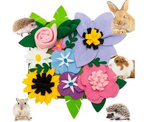 KAYCOWZA Small Animal Foraging Mat for Rabbit Hedgehog Guinea Pig Rat Chinchillas Bunny - Interactive Cute Flower Funny Feeder Toy Feeding Mat Bedding Cage Accessories