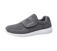 Kayferli Black Trainers Men's Solid Colour Fly Woven Mesh Breathable Running Shoes Men, gray, 10.5 UK