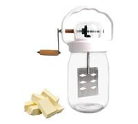 Kayfg Manual Glass Butter Churner with Wooden Handle 1.5L Capacity Manual Jar Butter Churns Hand Crank with Wooden