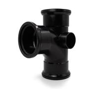 Kayflow 110mm Soil Pipe Fitting (S12) - 90° Branch (Triple Socket), Black