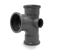 Kayflow 110mm Soil Pipe Fitting (S12) - 90° Branch (Triple Socket), Grey