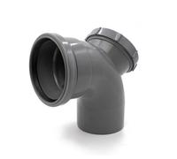 Kayflow 110mm Soil (S11) - 90 Deg Short Access Bend (Single Socket), Grey