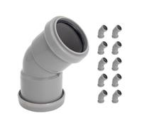 Kayflow 32mm Push-Fit 45 Degrees Swept Bend (Double Socket) (10 Pack) - Light Grey