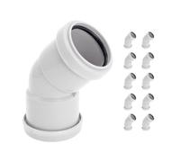 Kayflow 40mm Push-Fit 45 Degrees Swept Bend (Double Socket) (10 Pack) - White