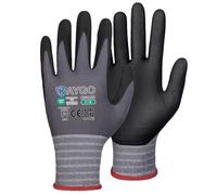 KAYGO 12 Pairs Safety Work Gloves MicroFoam Nitrile Coated, KG18N,Seamless Knit Nylon Glove with Black Micro-Foam Nitrile Grip,Ideal for General Purpose,Automotive,Home Improvement