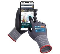 KAYGO 3 Pairs Safety Work Gloves MicroFoam Nitrile Coated Touchscreen, KG18NBE, Working Gloves with Oil Resistant Grip on Palm, for Men Women, Ideal for General Purpose Automotive (Small, Grey)