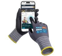 KAYGO 3 Pairs Safety Work Gloves MicroFoam Nitrile Coated Touchscreen, KG18NBE, Working Gloves with Oil Resistant Grip on Palm, for Men Women, Ideal for General Purpose Automotive (Large, Grey)