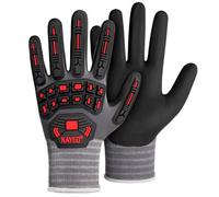 KAYGO Anti Impact Work Gloves with TPR Protection 3 Pairs, MicroFoam Nitrile Coated Grip, Impact Reducing Safety Gloves, Ideal for Automotive, Warehouse, Construction, DIY, KG18NT (Grey, XL)