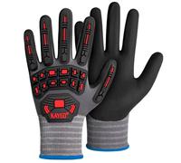 KAYGO Anti Impact Work Gloves with TPR Protection 3 Pairs, MicroFoam Nitrile Coated Grip, Impact Reducing Safety Gloves, Ideal for Automotive, Warehouse, Construction, DIY, KG18NT (Grey, M)