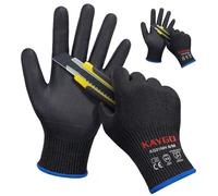KAYGO Cut Resistant Work Gloves - 2 Pairs, Level C Protection, MicroFoam Nitrile Coated Good Grip Machine Washable, Cut Proof Safety Gloves EN388 4X42C, Ideal for Construction DIY, KG21N (Black, M)