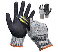 KAYGO Cut Resistant Work Gloves - 2 Pairs, Level C Protection, MicroFoam Nitrile Coated Good Grip Machine Washable, Cut Proof Safety Gloves EN388 4X42C, Ideal for General Purpose, KG21N (Grey, 2XL)