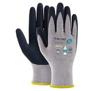 KAYGO Latex Coated Work Gloves for Men Breathable, 3 Pairs Recycled Polyester Gardening Gloves, Eco Friendly Safety Yard Work Gloves for Men, KGE19L (Grey, Small)