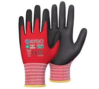 KAYGO Safety Work Gloves MicroFoam Nitrile Coated 3 Pairs, KG18N, Seamless Knit Nylon Glove with Abrasion and Oil Resistant Grip, Ideal for General Purpose, Automotive, DIY (Large, Red)