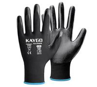 KAYGO Safety Work Gloves Nitrile Coated, Good Grip and Dexterity, 12 Pairs General Purpose Durable Working Gloves for Men and Women, Ideal for Construction Warehouse Automotive DIY, KG12N (Black, M)