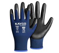 KAYGO Safety Work Gloves Nitrile Coated, Good Grip and Dexterity, 12 Pairs General Purpose Working Gloves for Men and Women, Ideal for Construction Warehouse Automotive DIY, KG12N (Blue, M)