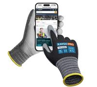 KAYGO Thin Work Gloves PU Coated 12 Pairs Touchscreen, KG15P, Nylon Liner with Flexible PU Coating Lightweight Safety Work Gloves for Precision Handling Work, DIY, Assembly, Warehouse (Black, L)
