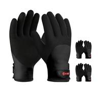 KAYGO Waterproof Thermal Work Gloves 3 Pairs, Full Hand Latex Coated, Insulated Liner for Freezer Cold Weather Fishing Winter Outdoor Work, KG140 (Full Black, Medium)