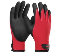 KAYGO Waterproof Thermal Work Gloves, Double Latex Coated, Good Grip and Dexterity, Insulated Liner Warm for Freezer Storage Cold Weather Fishing Winter Outdoor Jobs, KG145W (Black Red, Small)