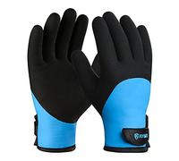 KAYGO Waterproof Thermal Work Gloves, Full Hand Latex Coated, Insulated Liner for Freezer Cold Weather Fishing Winter Outdoor Work, KG140 (Black Blue, Small)