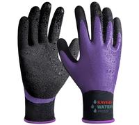 KAYGO Waterproof Work Gloves for Men and Women with Insulated Double Latex Coated, Non-Slip Super Grip for Gardening Car Washing Fish Cleaning (Purple, XS, 1 Pair)
