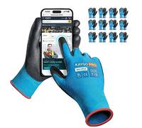 KAYGO Work Gloves PU Coated 12 Pairs Touchscreen, KG11PLE, Safety Working Gloves with Secure Grip on Palm & Fingers, for Men and Women, Ideal for General Duty Work, Gardening (Small, Blue)