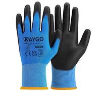 KAYGO Work Gloves PU Coated, Seamless Knitted Gloves with Polyurethane Coated Good Grip, KG11P, Safety Work Gloves for Men and Women, Ideal for General Purpose Light Duty Work, DIY (XX-Large, Blue)