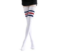 Kayhoma Extra Long Cotton Stripe Thigh High Socks Over the Knee High Plus Size Stockings…, Usa Flag, M