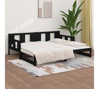 kayin pine wood pull-out single day bed in black