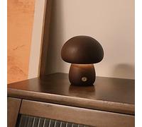 KAYKAI Mushroom Night Light,Mushroom Bedside Table Lamp,USB Rechargeable Small Nightstand Desk Lamp,Wooden Mushroom Night Lamp for Bedroom Home Decor,Coffee-D