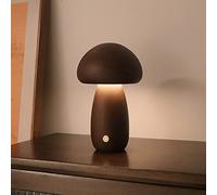 KAYKAI Mushroom Night Light,Mushroom Bedside Table Lamp,USB Rechargeable Small Nightstand Desk Lamp,Wooden Mushroom Night Lamp for Bedroom Home Decor,Coffee-B
