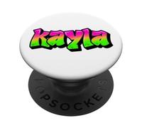 Kayla Graffiti Personalized Name Green Pink Women Girls PopSockets Adhesive PopGrip