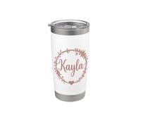 Kayla Name Art Monogram Floral Wreath Boho Aesthetic Stainless Steel Insulated Tumbler