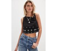 Kayla Solid Embroidered Top at Free People in Jet Black, Size: Large - female
