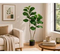 KAYLEEFOLR 4FT Artificial Fiddle Leaf Fig Tree, Faux Ficus Lyrata Plant | Realistic Large Green Leaves, Potted Indoor Tree for Living Room, Bedroom & Office Decor