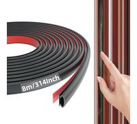 KAYLEINSTER 8M Black D-Shape Rubber Door Draught Excluder Strip | Self-Adhesive Weather Stripping for Doors & Windows | Seals 2.5-5.5mm Large Gaps | Waterproof Soundproof Door Seal