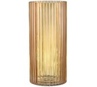 KAYLETIN Amber Glass Vase for Flowers, Ribbed Flower Vase, Fluted Vases for Decor, Tall Cylinder Glass Vases for Living Room, Bedroom, Dining Table, Office, Shelf, 25CM