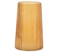 KAYLETIN Amber Glass Vase for Flowers, Ribbed Vase, Flower Vases for Bouquet, Modern Glass Vases for Living Room, Bedroom, Dining Table, Office, Shelf, 20CM