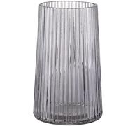 KAYLETIN Black Glass Vase for Flowers, Ribbed Vase, Flower Vases for Bouquet, Modern Glass Vases for Living Room, Bedroom, Dining Table, Office, Shelf, 20CM